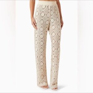 Andrea Iyamah Crochet Knit Resort Pants Cream Small NWOT $310 MSRP